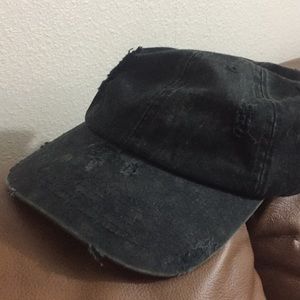 Black distressed hat